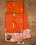 Vermilion Orange Pure Katan Silk Handloom Saree