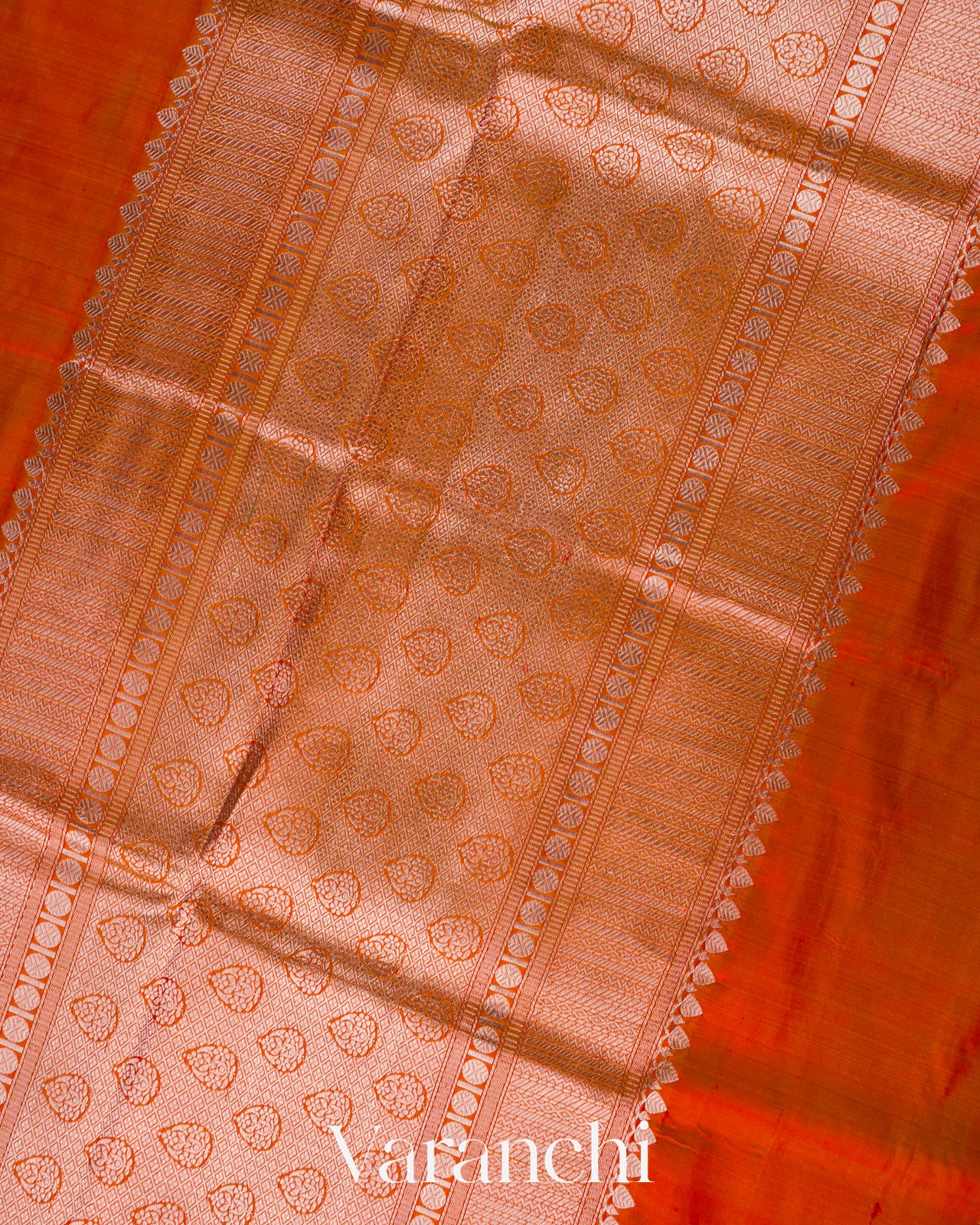 Vermilion Orange Pure Katan Silk Handloom Saree