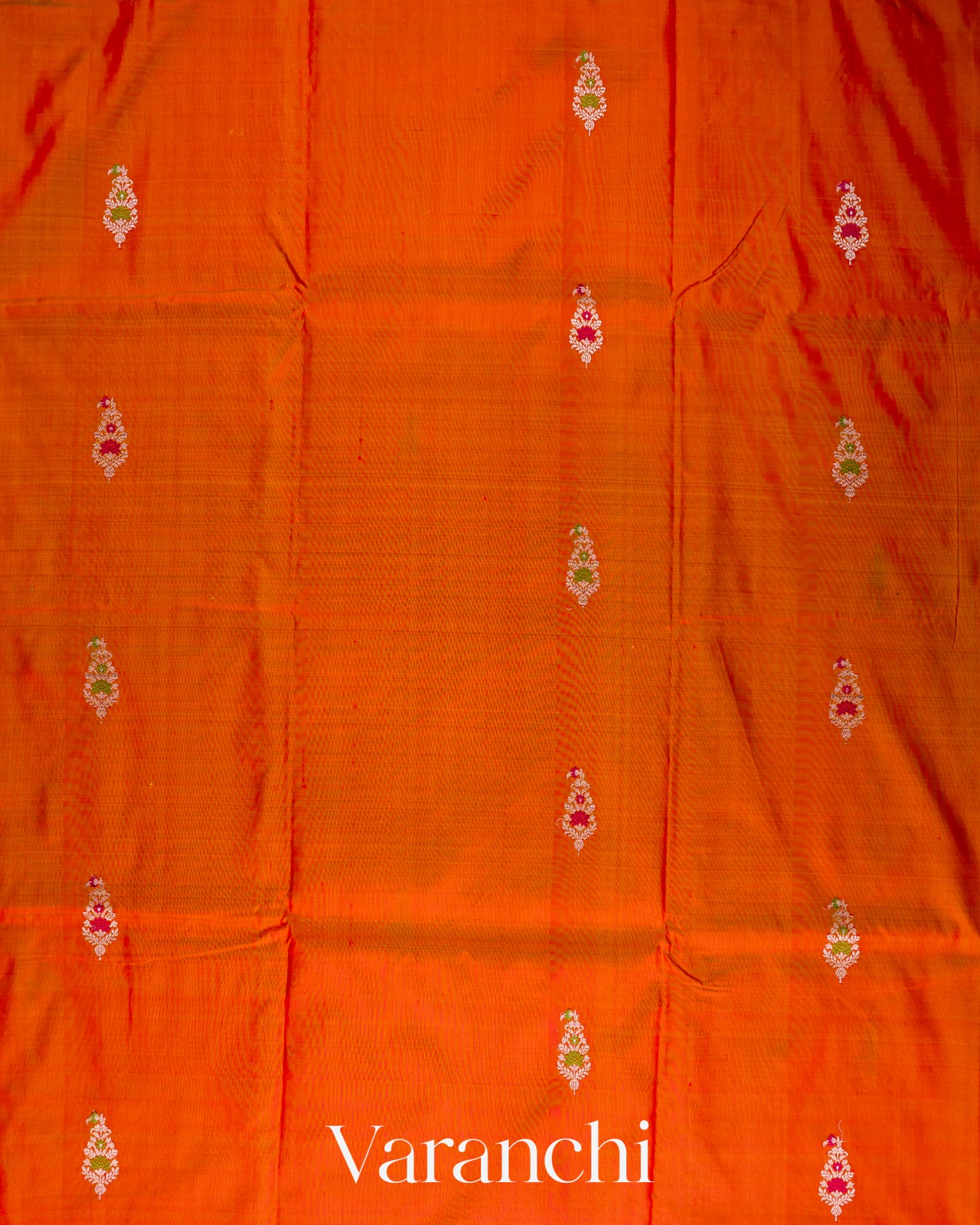 Vermilion Orange Pure Katan Silk Handloom Saree