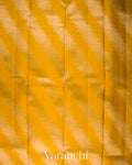 Mustard Yellow Lehariya Brocade Pure Kanchipuram Silk Saree