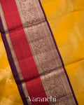 Mustard Yellow Lehariya Brocade Pure Kanchipuram Silk Saree