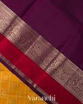 Mustard Yellow Checkered Pure Kanchipuram Silk Handloom Saree