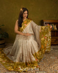 Pearl Grey Pure Chiniya Silk Handloom Saree