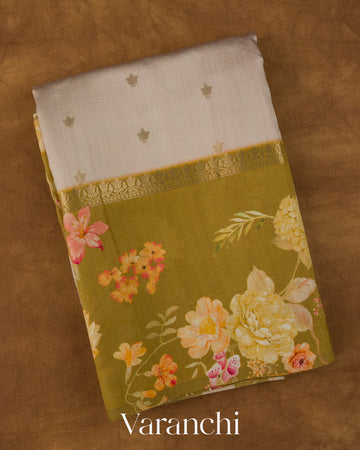 Pearl Grey Pure Chiniya Silk Handloom Saree