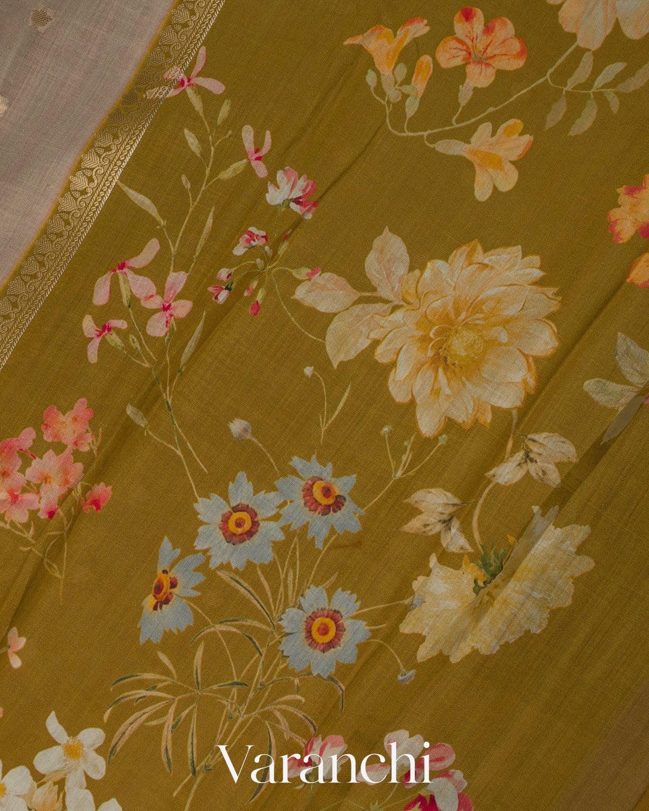 Pearl Grey Pure Chiniya Silk Handloom Saree