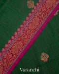 Bottle Green Pure Dupion Silk Handloom Saree