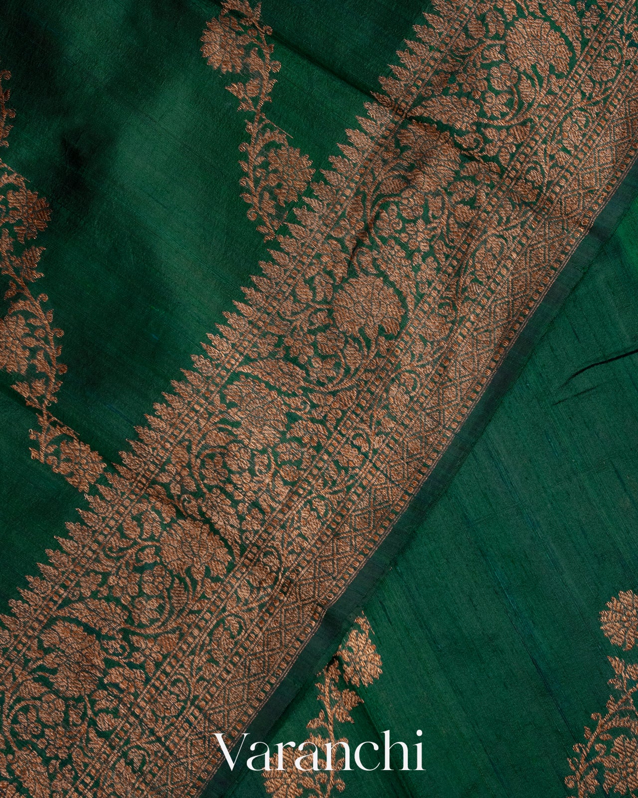 Bottle Green Pure Raw Silk Handloom Saree