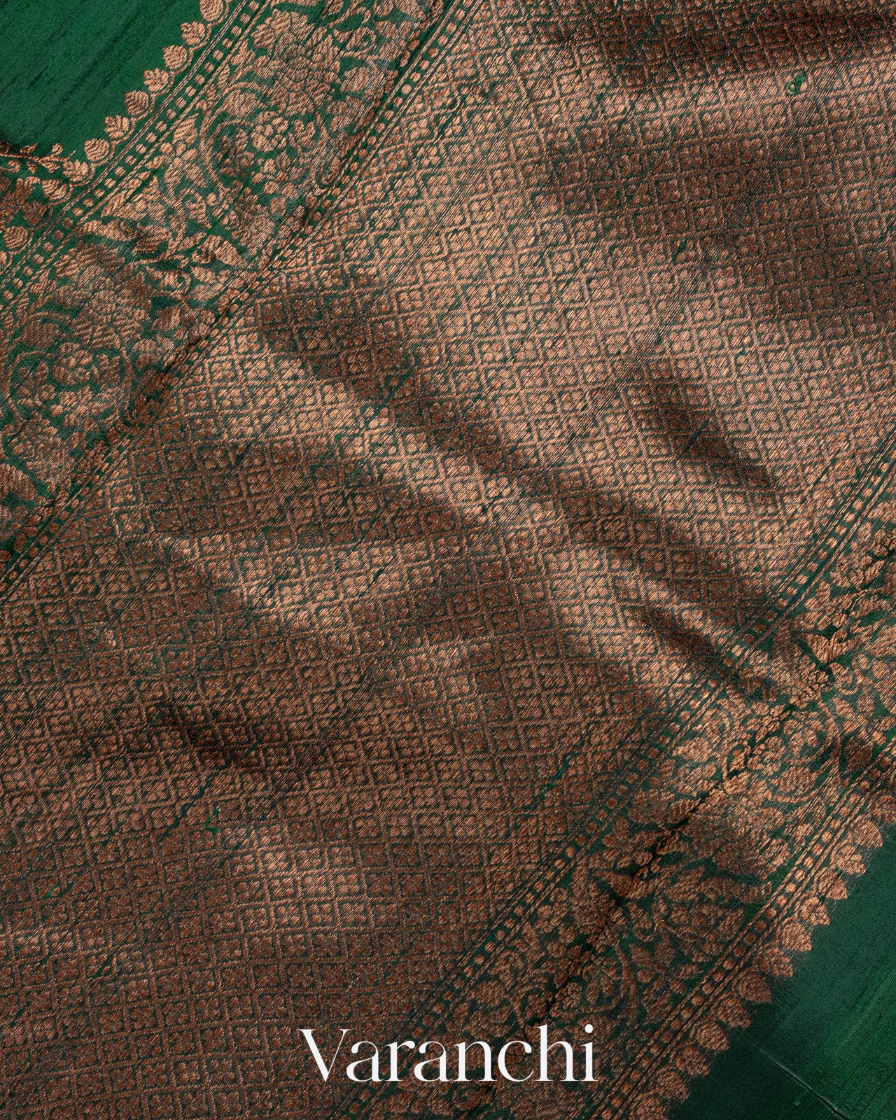 Bottle Green Pure Raw Silk Handloom Saree