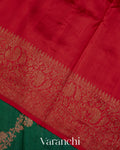 Bottle Green Pure Raw Silk Handloom Saree