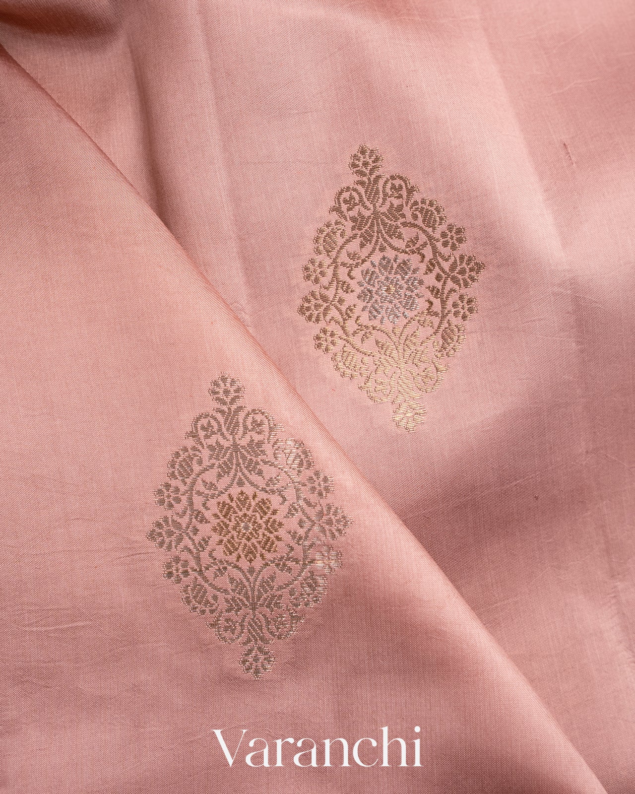 Dusty Pink Pure Dupion Silk Saree