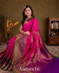 Rani Pink Pure Dupion Silk Handloom Saree