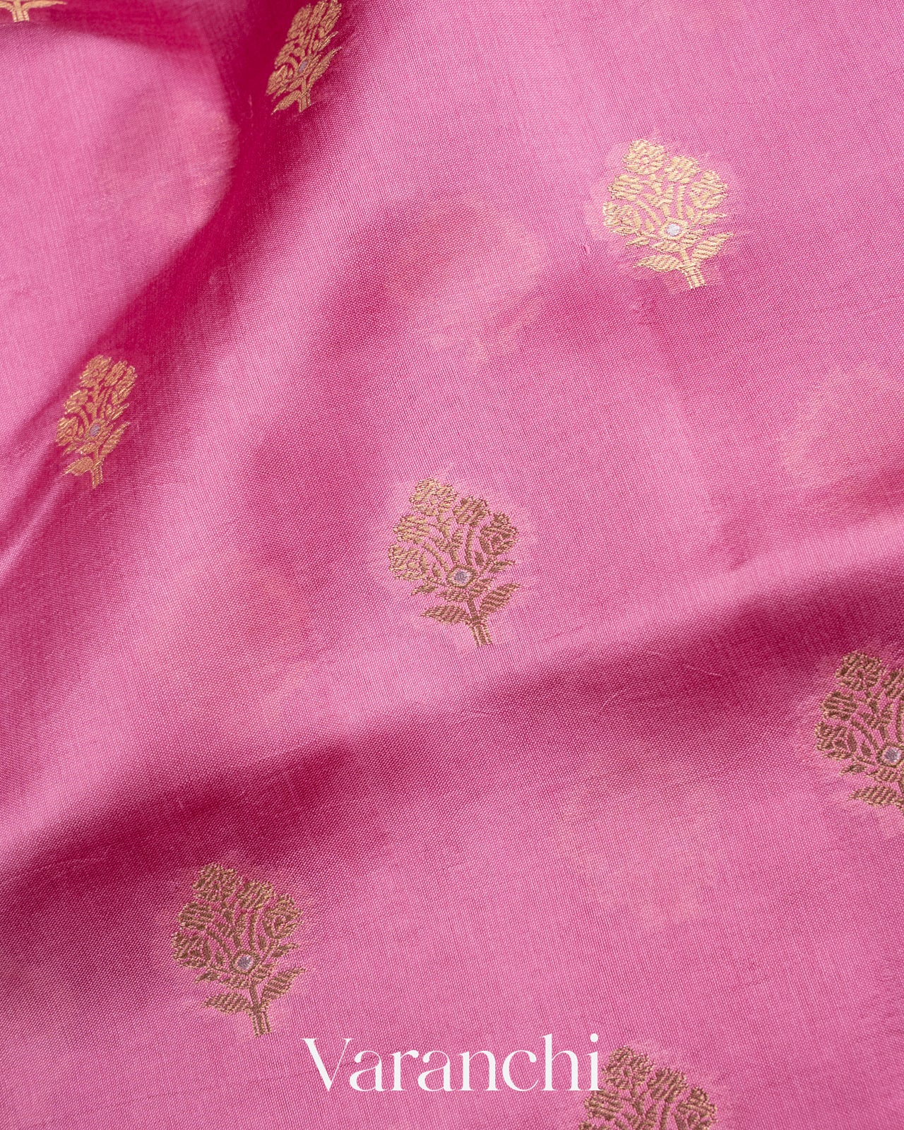 Lotus Pink Pure Dupion Silk Saree