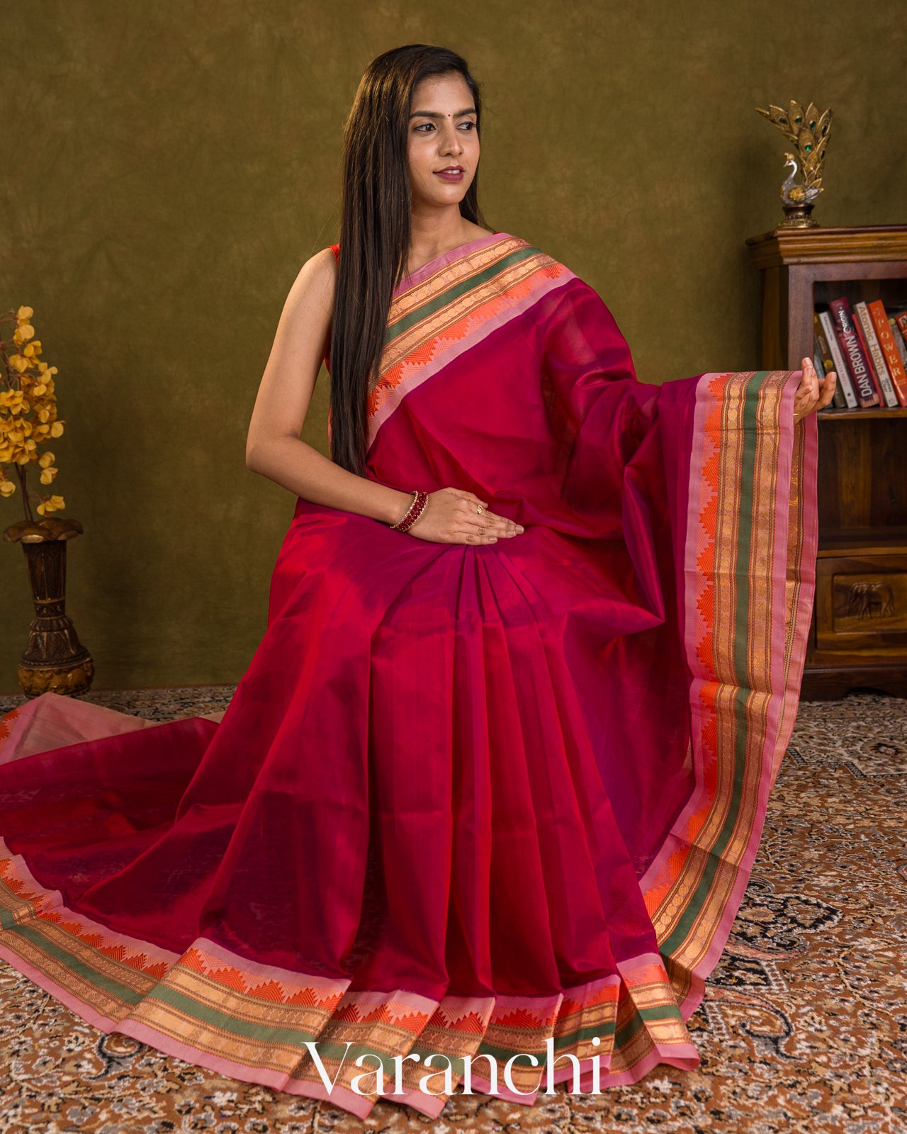 Royal Maroon Pure Kanchipuram Silk Cotton Handloom Saree