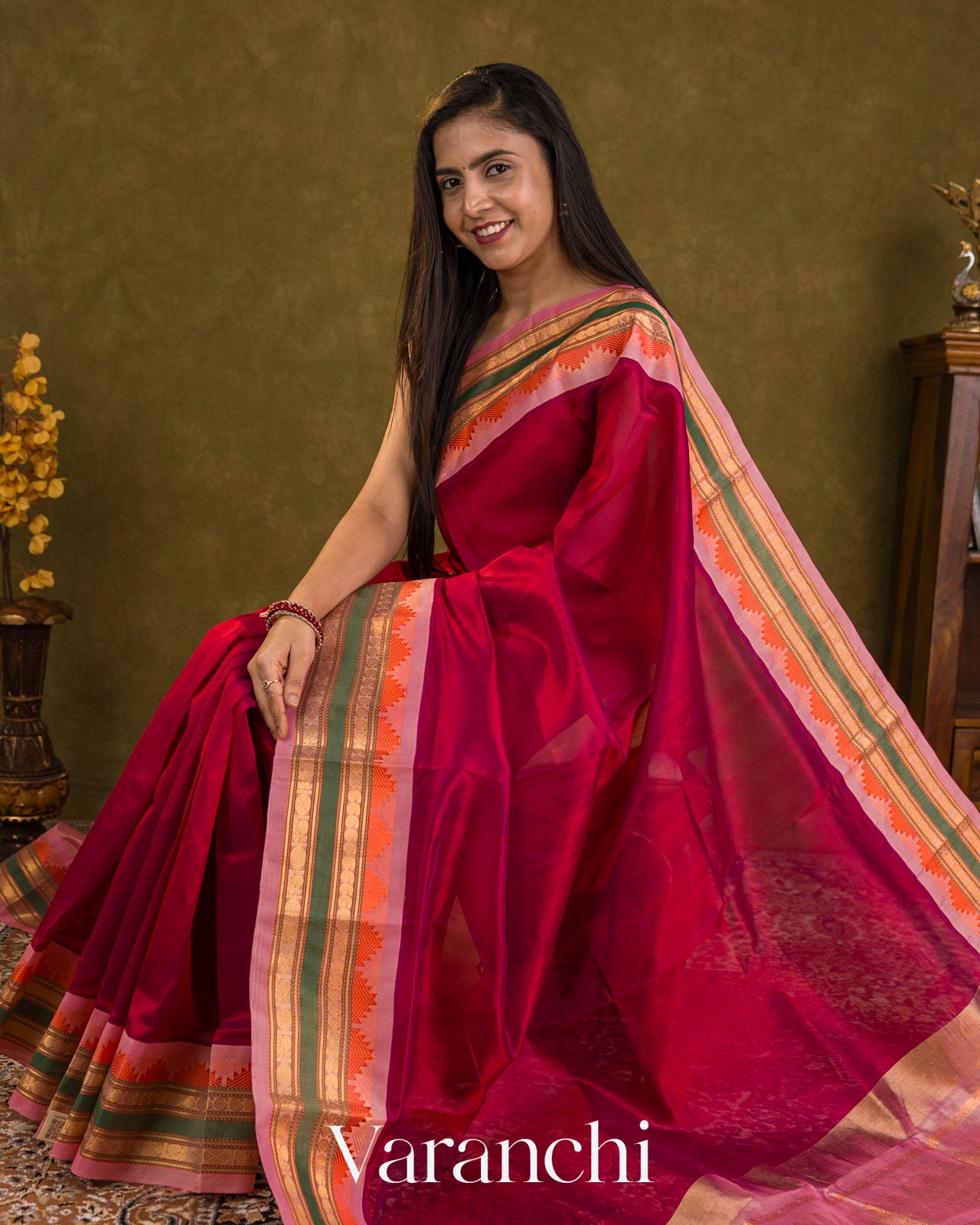 Royal Maroon Pure Kanchipuram Silk Cotton Handloom Saree