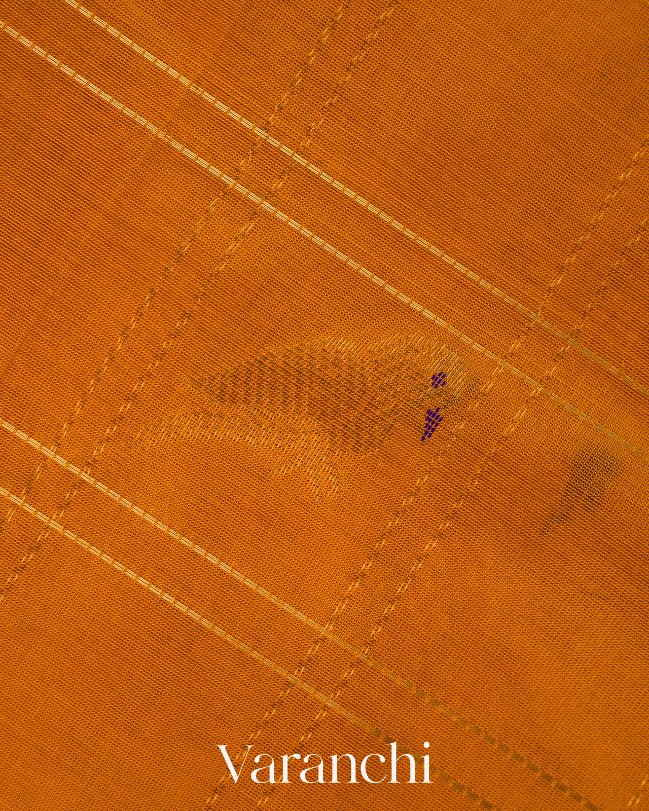 Turmeric Orange Checks Pure Kanchipuram Silk Cotton Handloom Saree