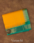 Golden Yellow Pure Kanchipuram Silk Cotton Handloom Saree