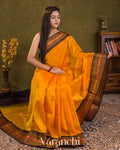 Mango Yellow Pure Korvai Kanchipuram Silk Cotton Handloom Saree
