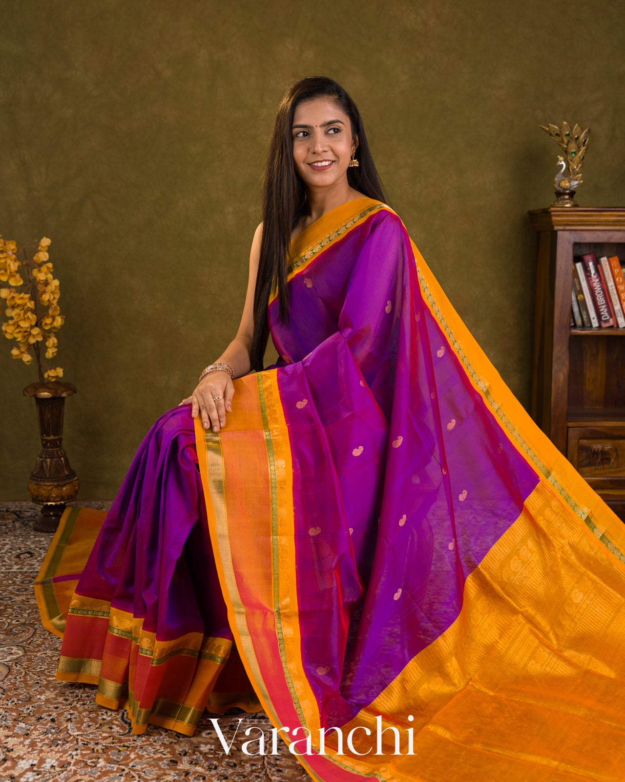 Deep Magenta Pure Kanchipuram Silk Cotton Handloom Saree