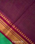 Jade Green and Deep Purple Pure Korvai Kanchipuram Silk Cotton Handloom Saree