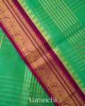 Jade Green and Deep Purple Pure Korvai Kanchipuram Silk Cotton Handloom Saree