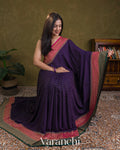 Indigo Blue Pure Crepe Silk Handloom Saree
