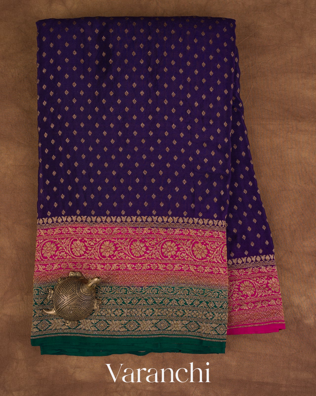 Indigo Blue Pure Crepe Silk Handloom Saree