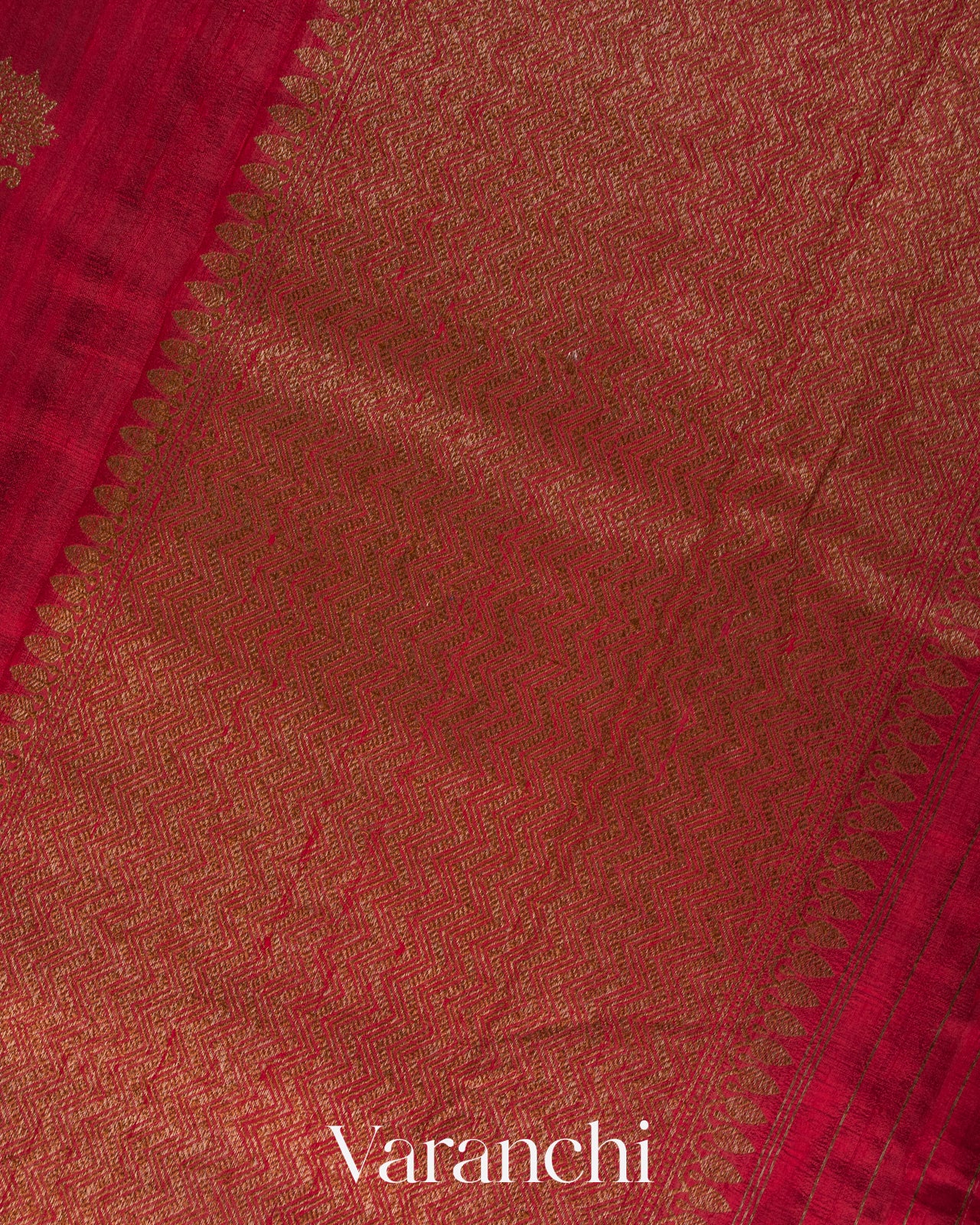 Crimson Red Borderless Pure Raw Silk Handloom Saree