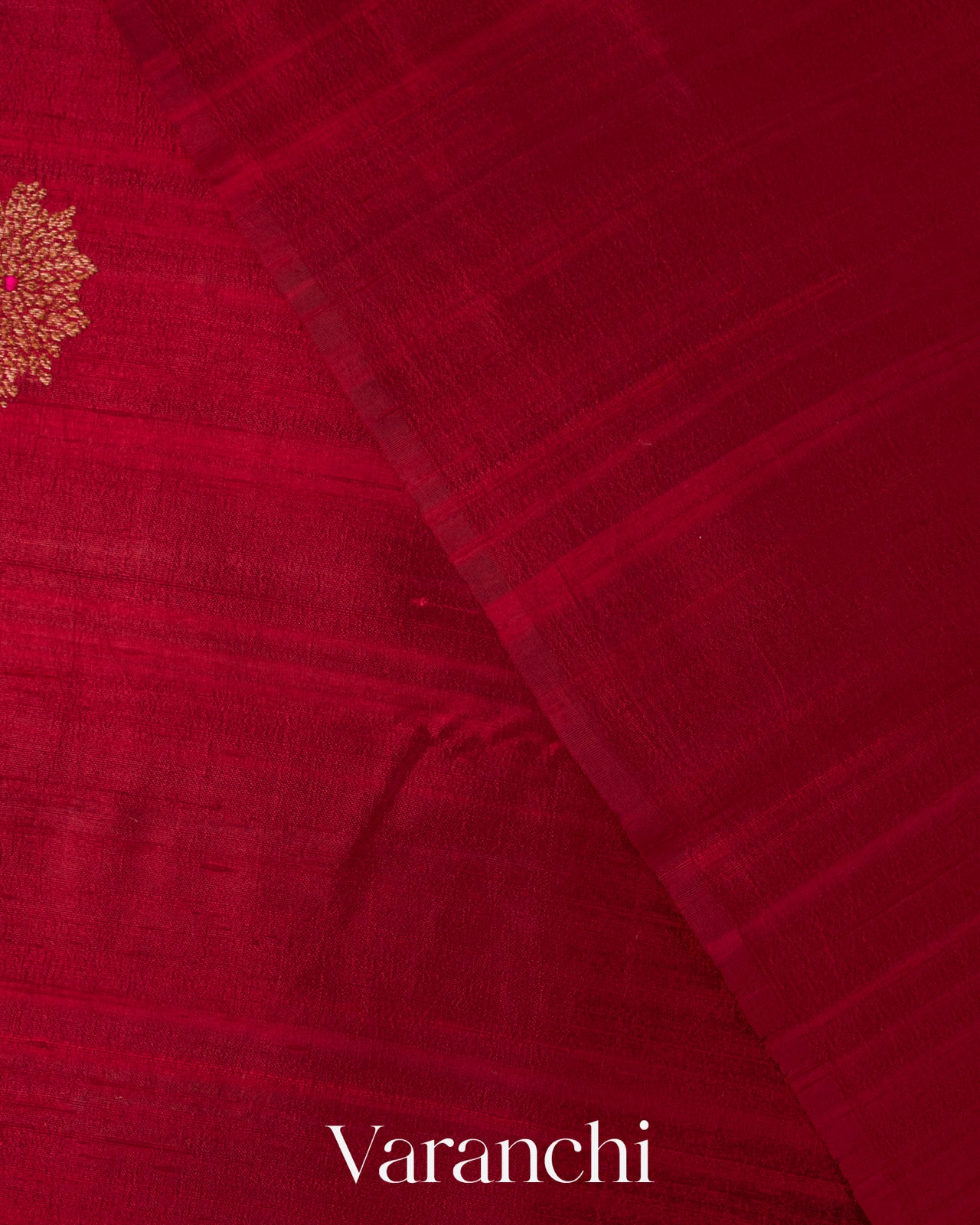Crimson Red Borderless Pure Raw Silk Handloom Saree