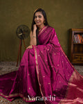 Magenta Purple Pure Katan Silk Handloom Saree
