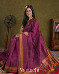 Mulberry Wine Pure Tussar Silk Handloom Saree