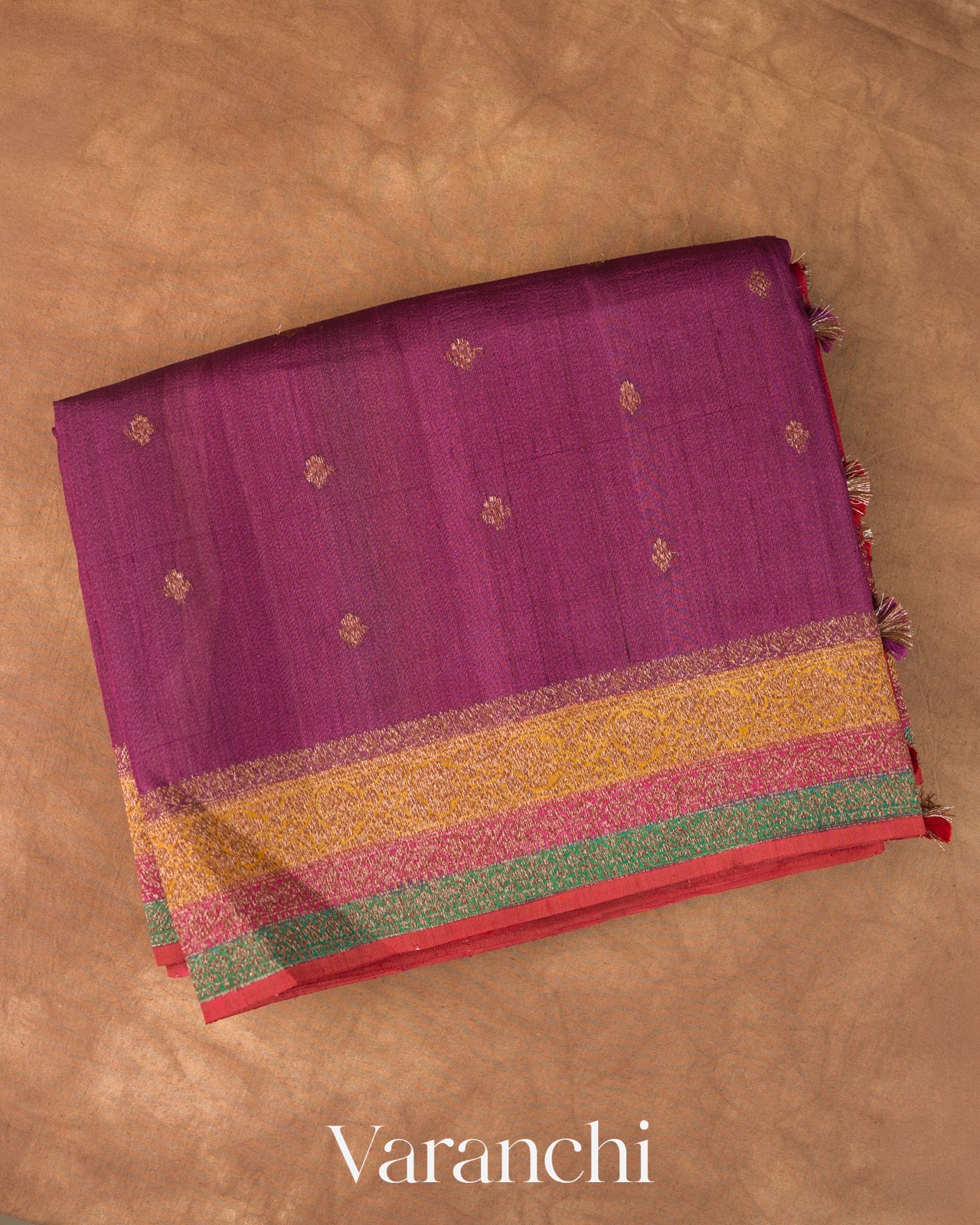 Mulberry Wine Pure Tussar Silk Handloom Saree