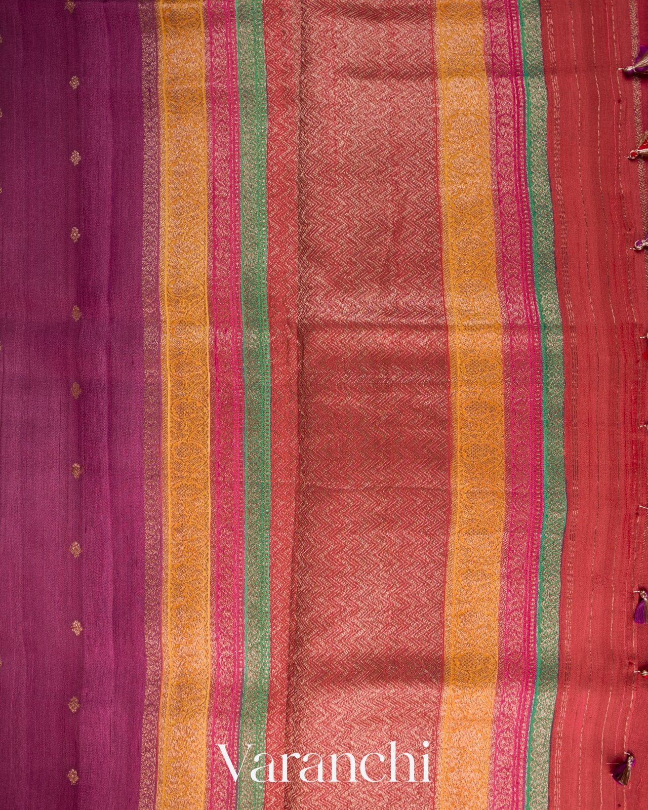 Mulberry Wine Pure Tussar Silk Handloom Saree
