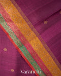 Mulberry Wine Pure Tussar Silk Handloom Saree
