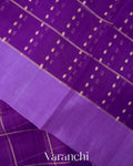 Purple Checked Pure Kora Silk Handloom Saree