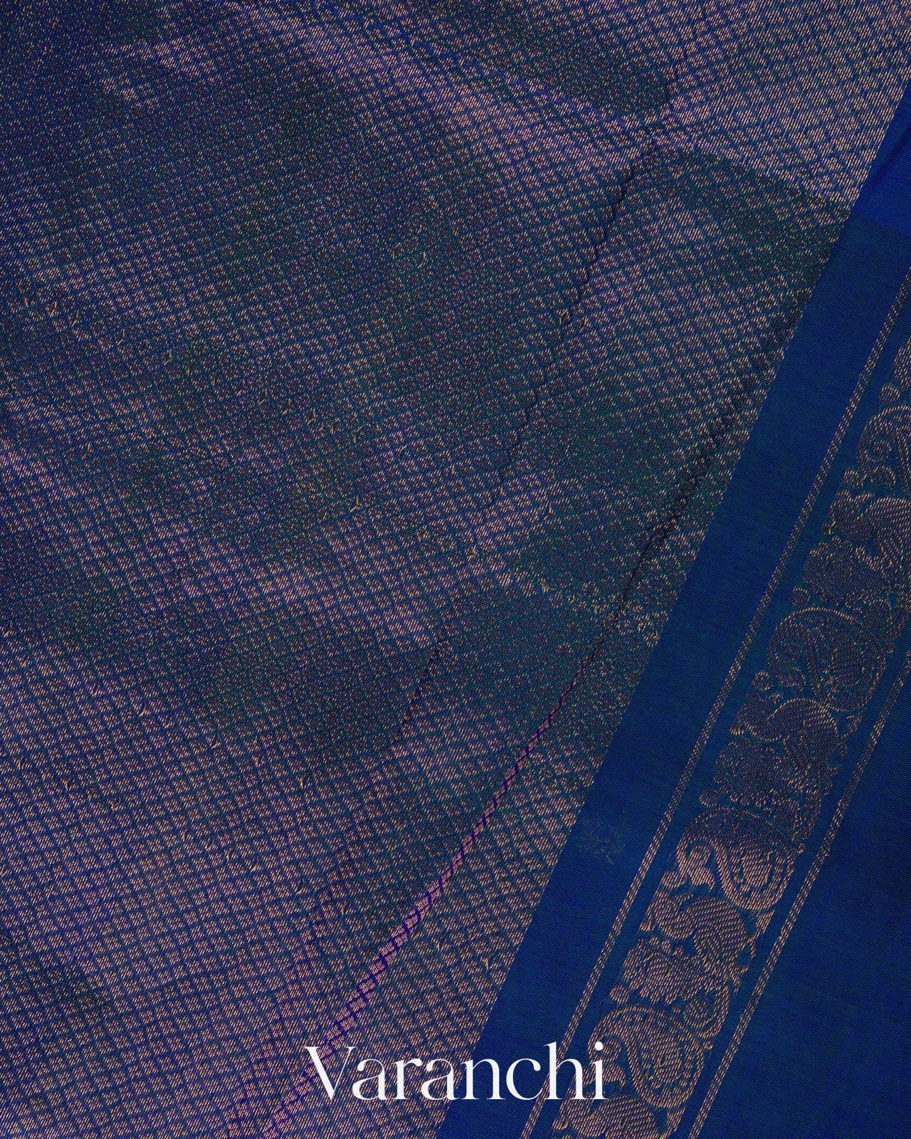 Royal Blue Pure Kanchipuram Silk Cotton Handloom Saree