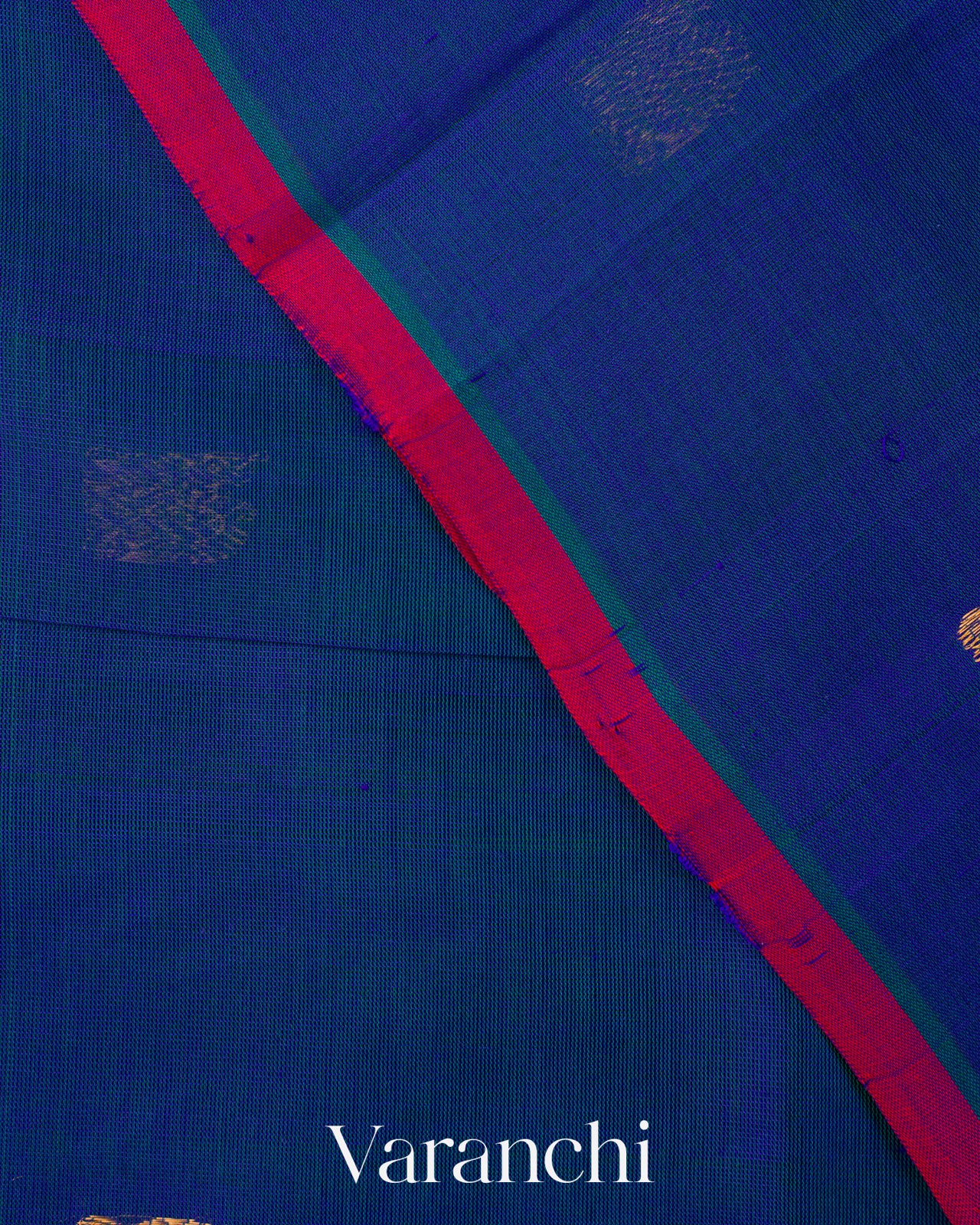 Royal Blue Pure Kanchipuram Silk Cotton Handloom Saree