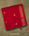 Crimson Red Pure Kanchipuram Silk Cotton Handloom Saree