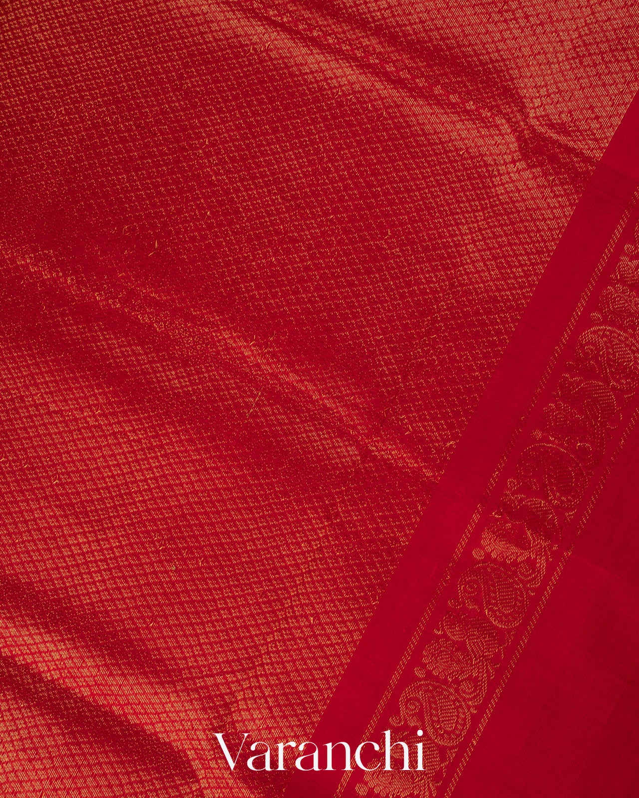 Crimson Red Pure Kanchipuram Silk Cotton Handloom Saree