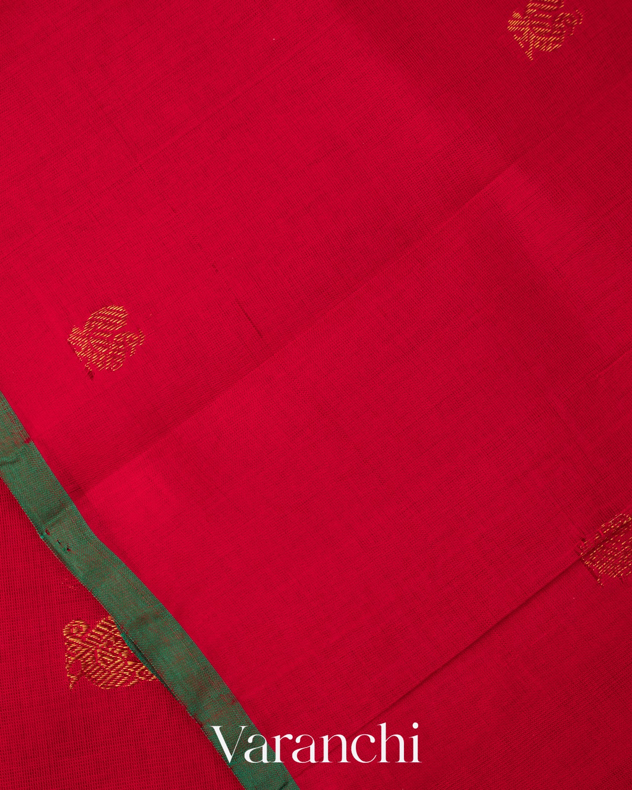 Crimson Red Pure Kanchipuram Silk Cotton Handloom Saree