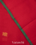 Crimson Red Pure Kanchipuram Silk Cotton Handloom Saree