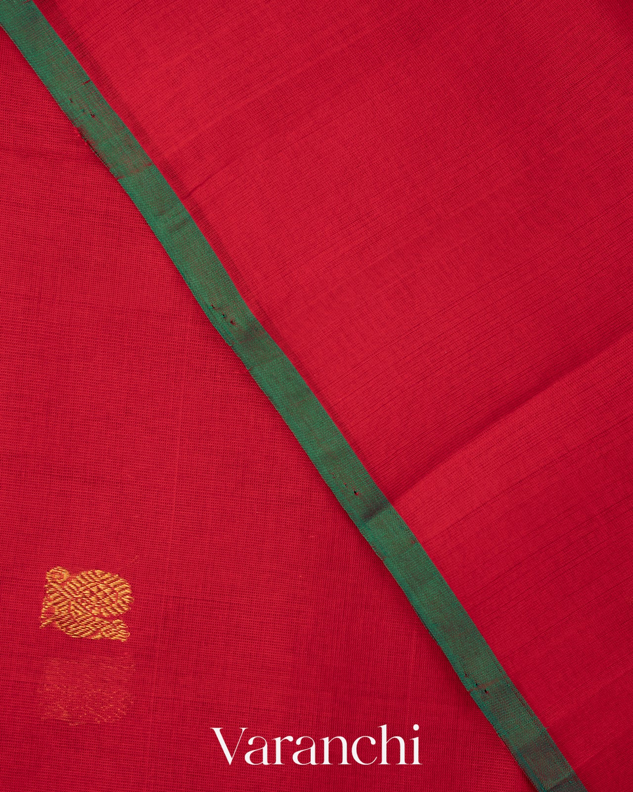 Crimson Red Pure Kanchipuram Silk Cotton Handloom Saree