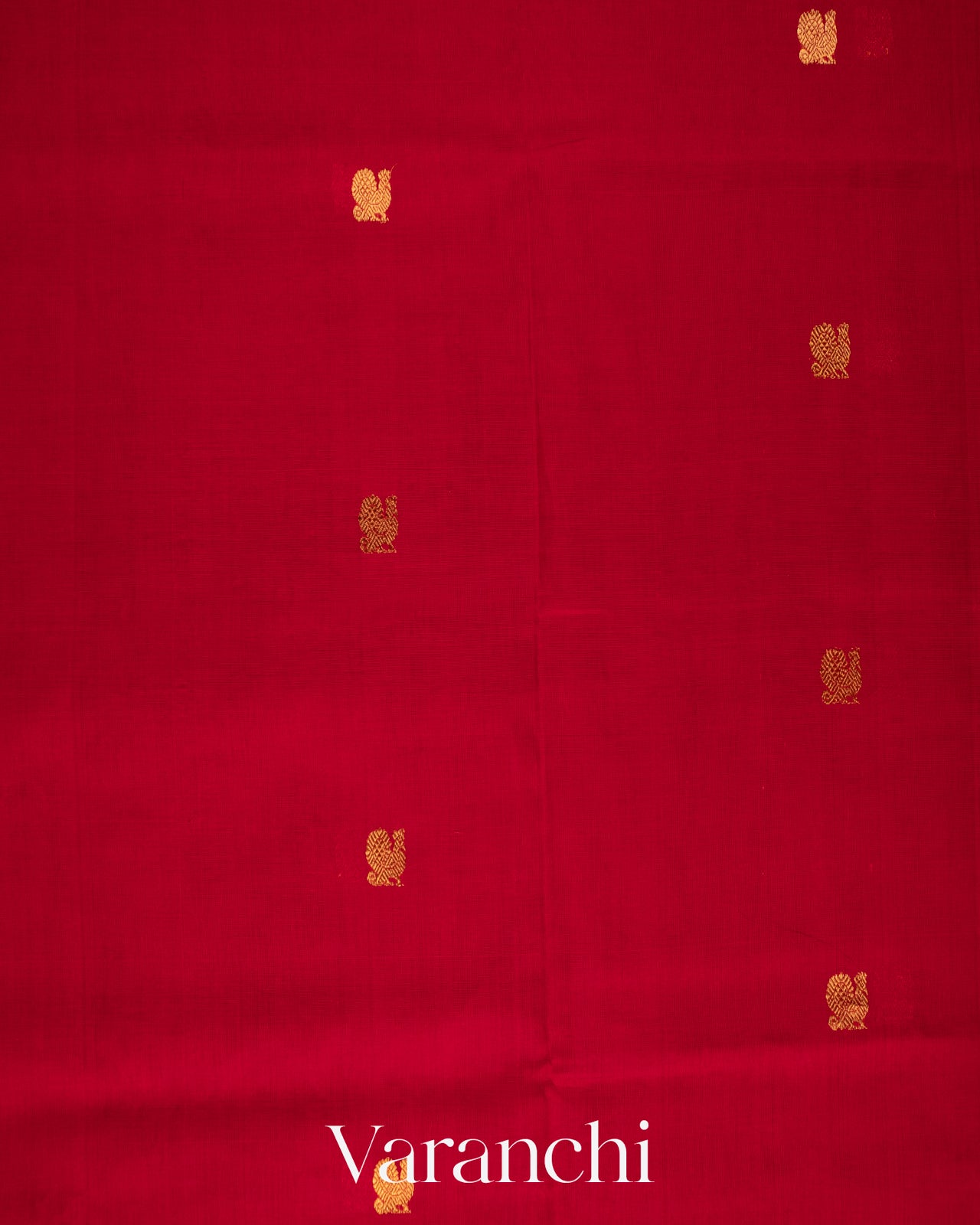 Crimson Red Pure Kanchipuram Silk Cotton Handloom Saree