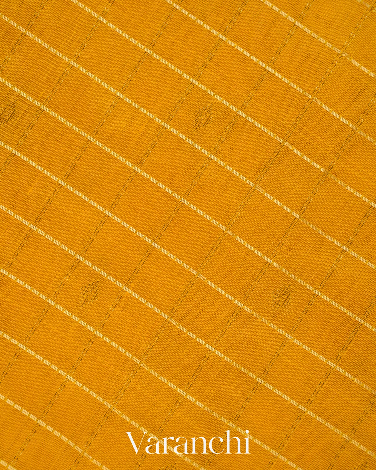 Mustard Yellow Checks Pure Kanchipuram Silk Cotton Handloom Saree