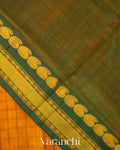 Mango Yellow Checkered Pure Kanchipuram Silk Cotton Handloom Saree