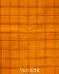 Mango Yellow Checkered Pure Kanchipuram Silk Cotton Handloom Saree