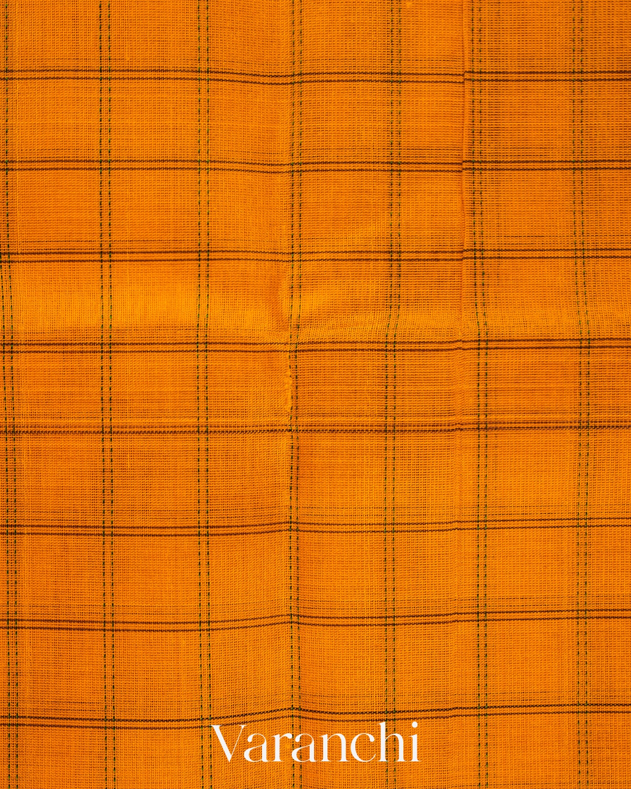 Mango Yellow Checkered Pure Kanchipuram Silk Cotton Handloom Saree