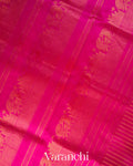 Peach Check Pure Kanchipuram Silk Cotton Handloom Saree