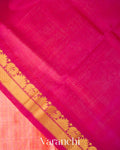 Peach Check Pure Kanchipuram Silk Cotton Handloom Saree