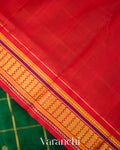 Bottle Green Pure Kanchipuram Silk Cotton Handloom Saree