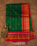 Bottle Green Pure Kanchipuram Silk Cotton Handloom Saree